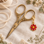 Porte clé ciseaux Marguerite Rouge